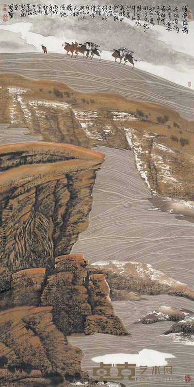 周遵圣 2006年作 沙原隐泉 镜心 137×68cm